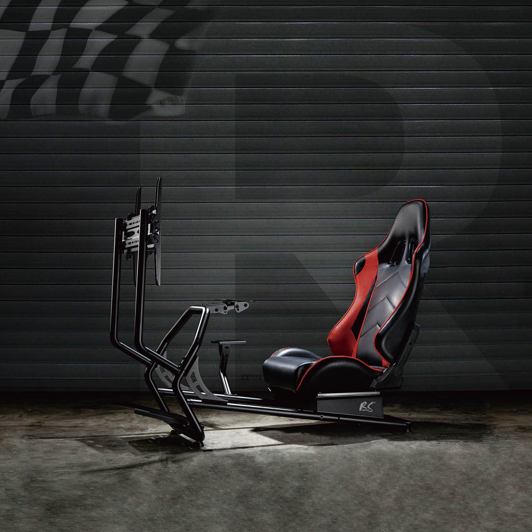 Racing simulator cockpit 3 in 1 speelstoel met kunstlederen bekleding - Stuurwiel standaard TV beugel tot 50" Max. Vesa 400x400