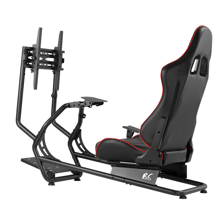 Racing simulator cockpit 3 in 1 speelstoel met kunstlederen bekleding - Stuurwiel standaard TV beugel tot 50" Max. Vesa 400x400