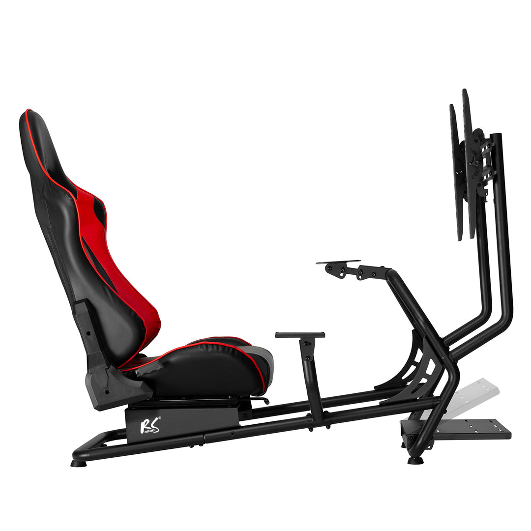 Racing simulator cockpit 3 in 1 speelstoel met kunstlederen bekleding - Stuurwiel standaard TV beugel tot 50" Max. Vesa 400x400