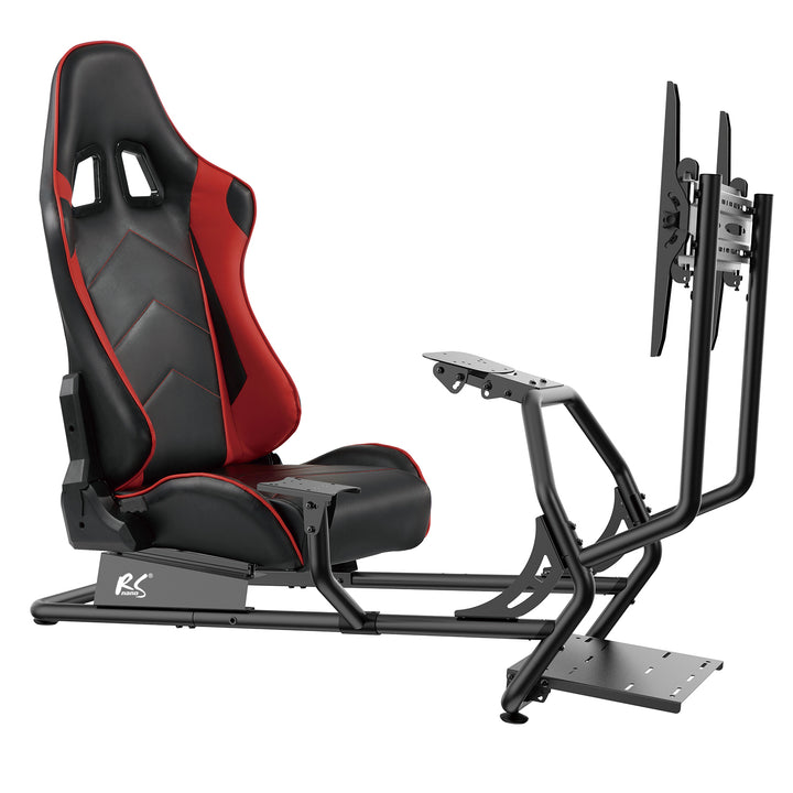 Racing simulator cockpit 3 in 1 speelstoel met kunstlederen bekleding - Stuurwiel standaard TV beugel tot 50" Max. Vesa 400x400