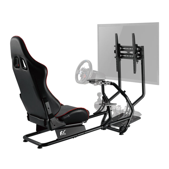 Racing simulator cockpit 3 in 1 speelstoel met kunstlederen bekleding - Stuurwiel standaard TV beugel tot 50" Max. Vesa 400x400