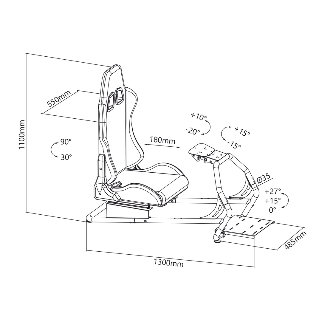 Racing simulator cockpit 3 in 1 speelstoel met kunstlederen bekleding - Stuurwiel standaard TV beugel tot 50" Max. Vesa 400x400