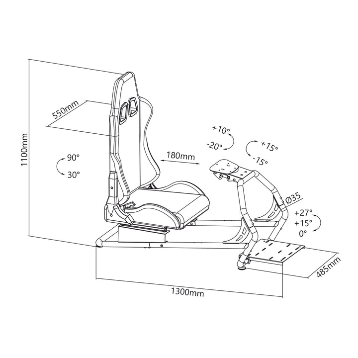 Racing simulator cockpit 3 in 1 speelstoel met kunstlederen bekleding - Stuurwiel standaard TV beugel tot 50" Max. Vesa 400x400