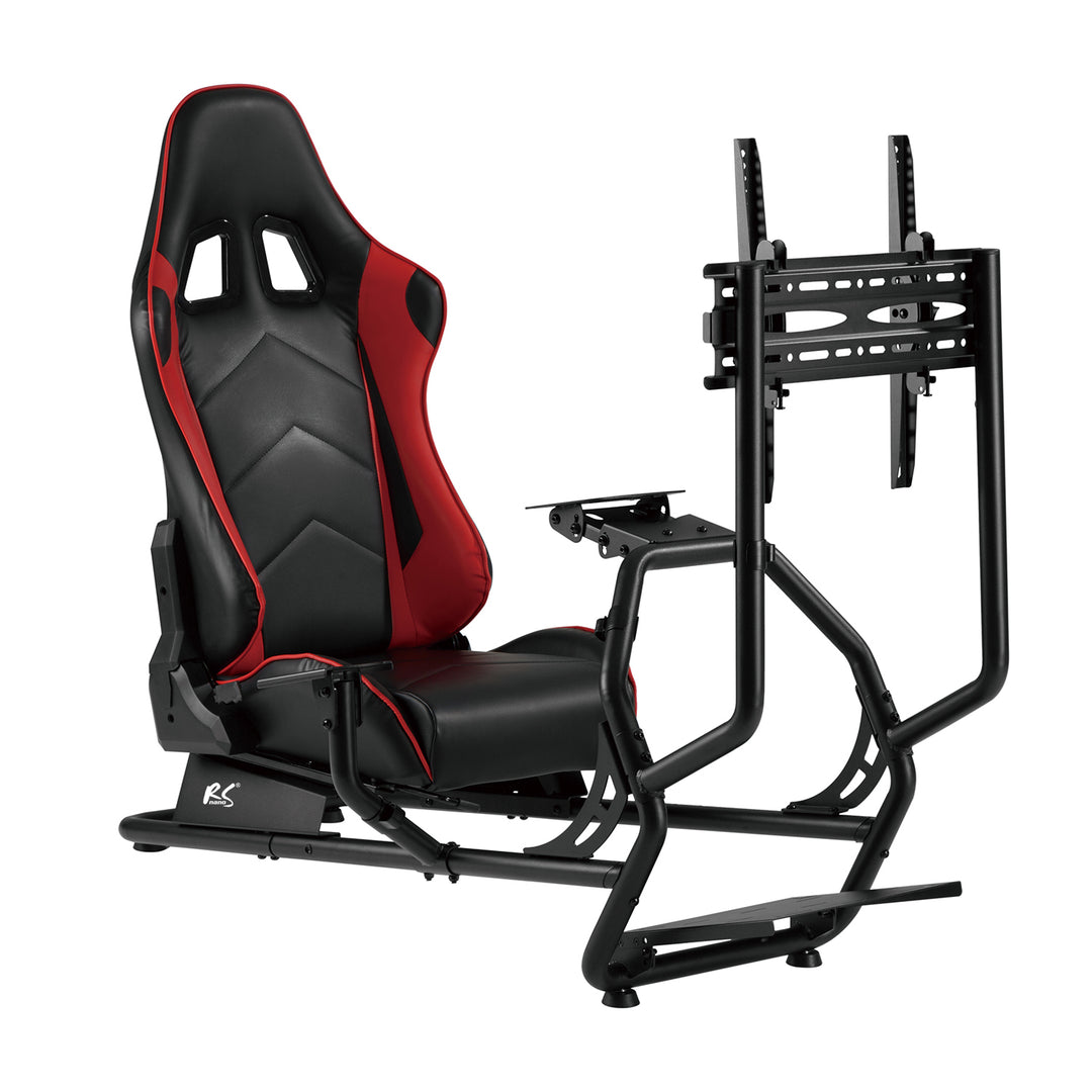 Racing simulator cockpit 3 in 1 speelstoel met kunstlederen bekleding - Stuurwiel standaard TV beugel tot 50" Max. Vesa 400x400