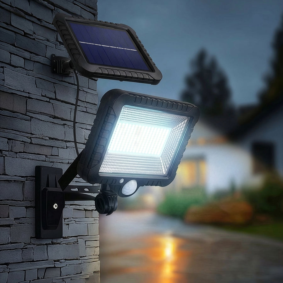 LED-schijnwerper op zonne-energie met bewegingssensor Maclean Energy IP44, 5W, 400lm, 6000K koud wit, lithiumbatterij 1300 mAh, 5,5V DC MCE438