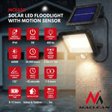 LED-schijnwerper op zonne-energie met bewegingssensor Maclean Energy IP44, 5W, 400lm, 6000K koud wit, lithiumbatterij 1300 mAh, 5,5V DC MCE438
