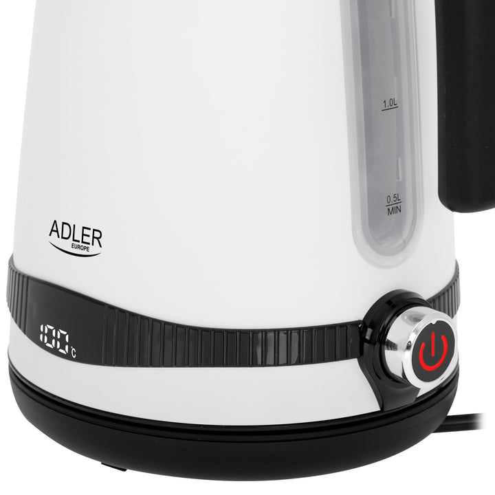 Adler waterkoker, snoerloos, LCD-display, 2200 W, 1,7 l, AD 1295w