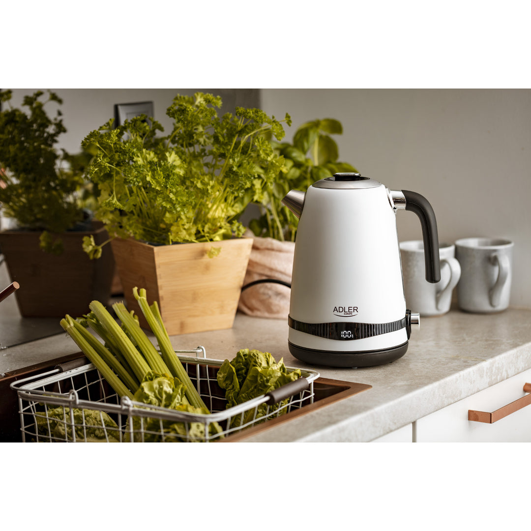 Adler waterkoker, snoerloos, LCD-display, 2200 W, 1,7 l, AD 1295w