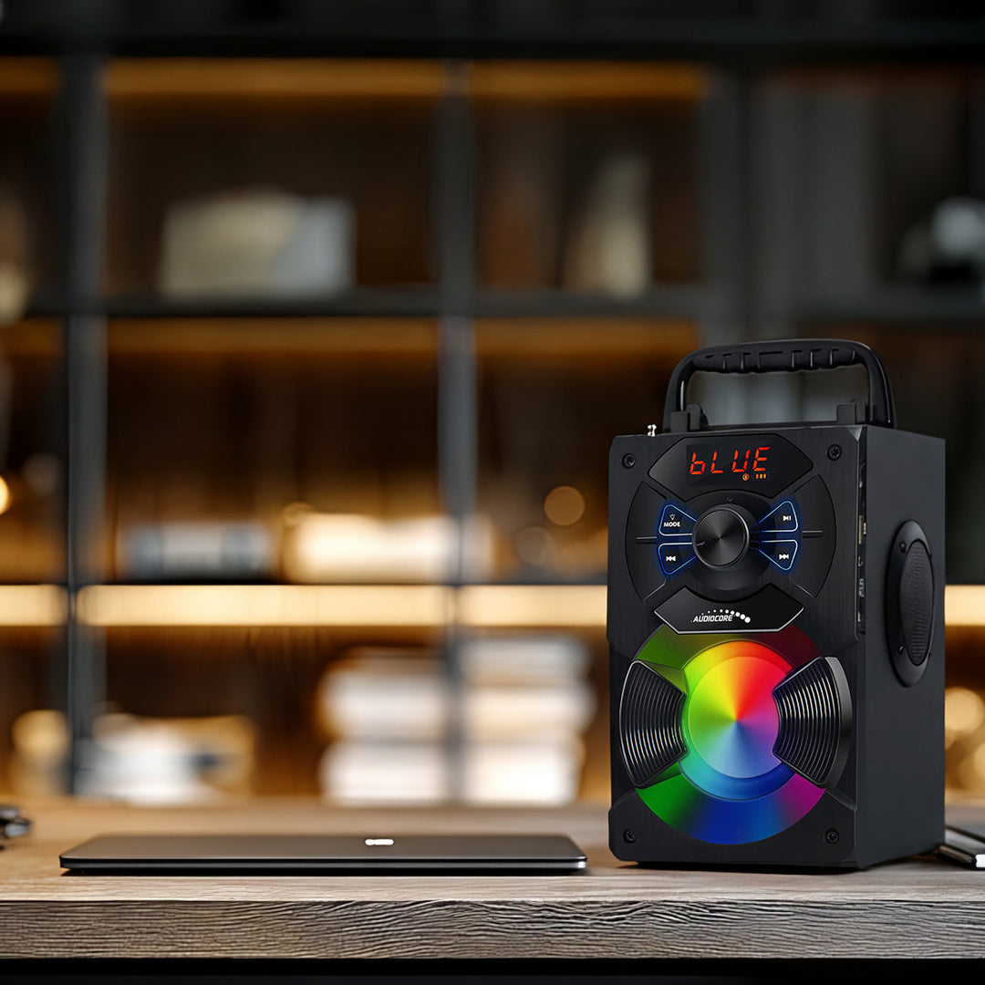 Audiocore AC730 Draagbare bluetooth luidspreker Draadloos 11W Uitgangsvermogen/ Radio / SD / MMC / Aux-in / USB / Verlichting / Afstandsbediening / Handvat