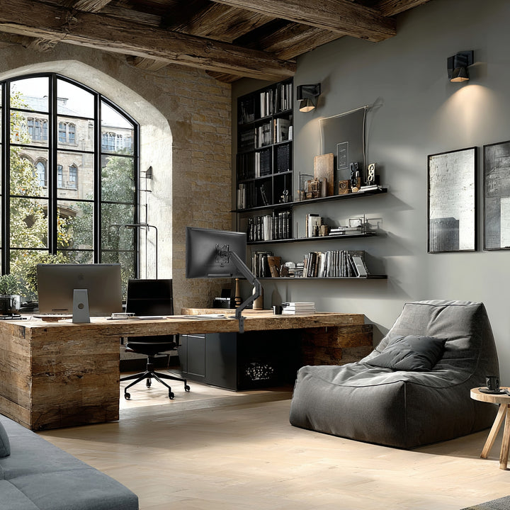 Universele bureausteun voor monitor Maclean, mechanische veer 17"-27" 7kg, VESA 75x75,100x100, MC-906