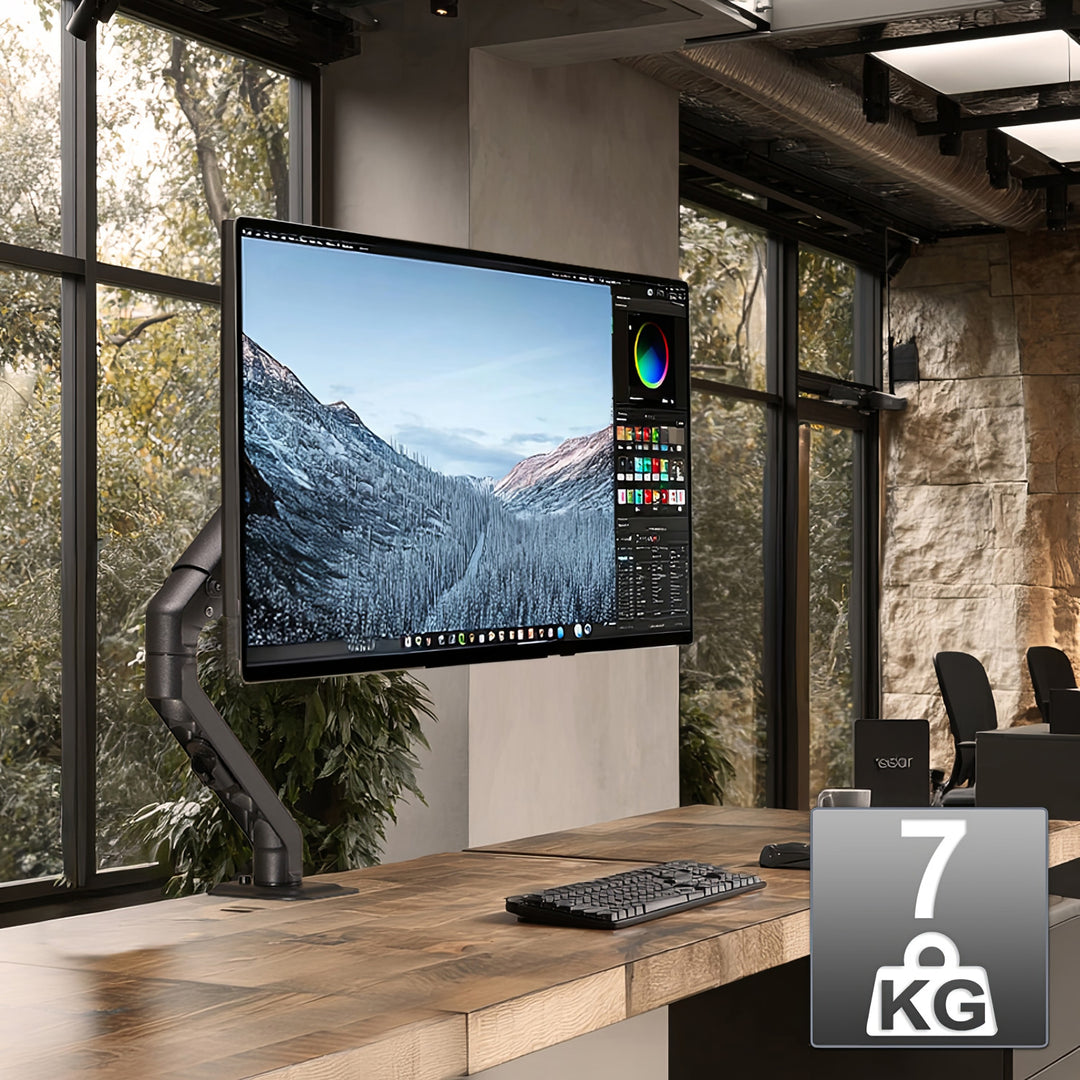 Universele bureausteun voor monitor Maclean, mechanische veer 17"-27" 7kg, VESA 75x75,100x100, MC-906