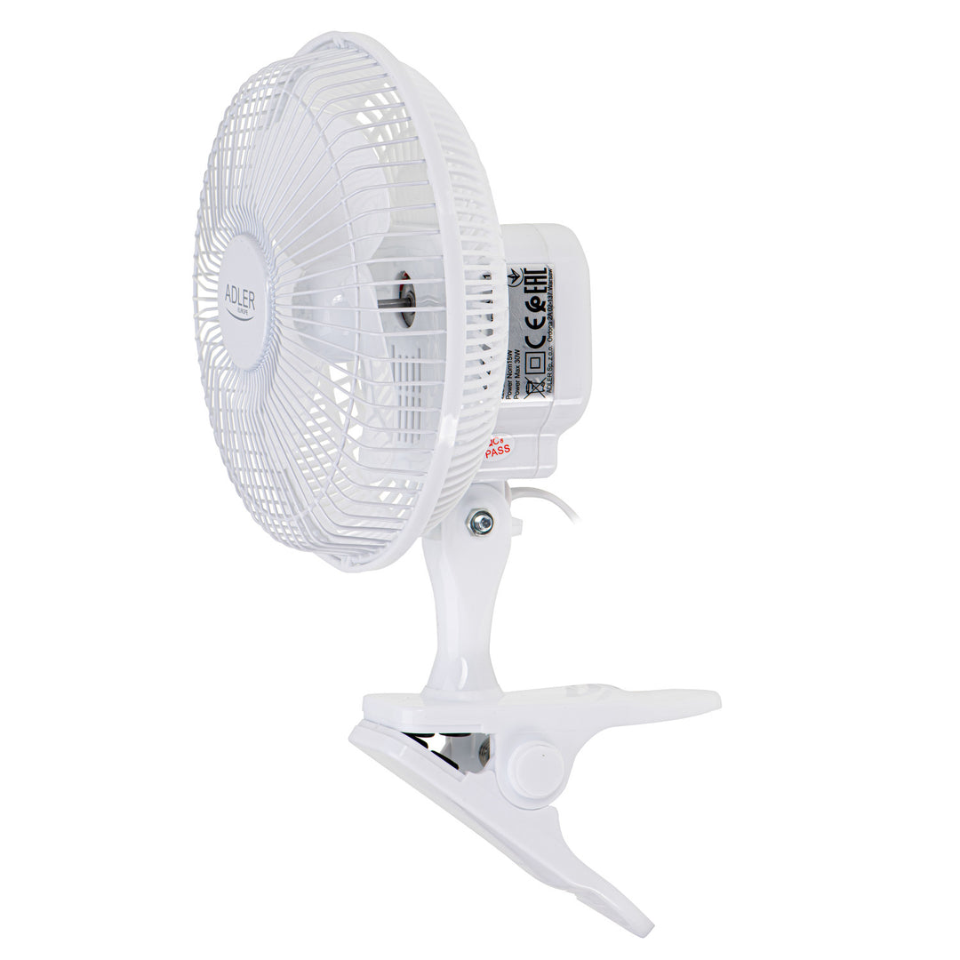 Adler bureauventilator, clip en voet, diameter 15 cm, max. vermogen 30W, AD7317