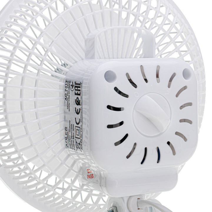 Adler bureauventilator, clip en voet, diameter 15 cm, max. vermogen 30W, AD7317