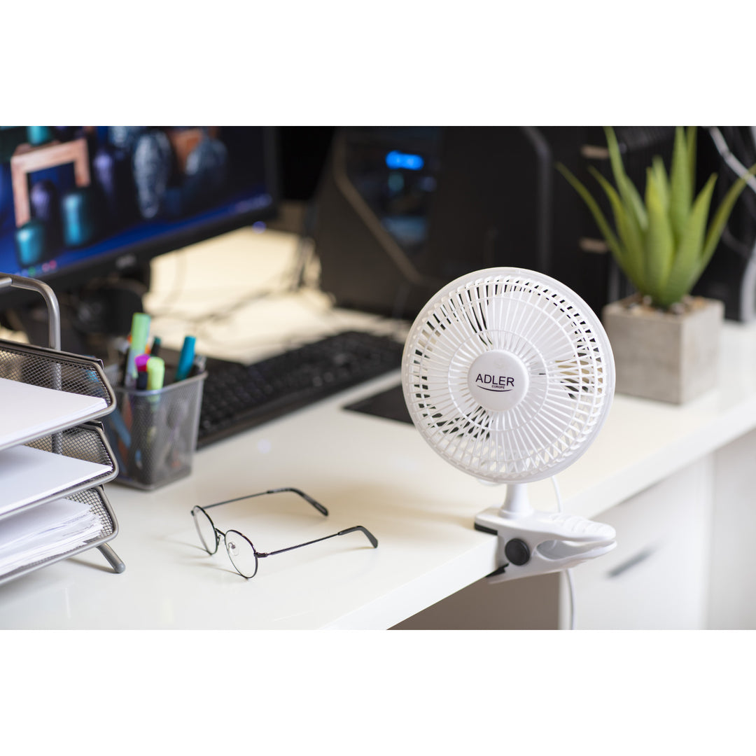 Adler bureauventilator, clip en voet, diameter 15 cm, max. vermogen 30W, AD7317