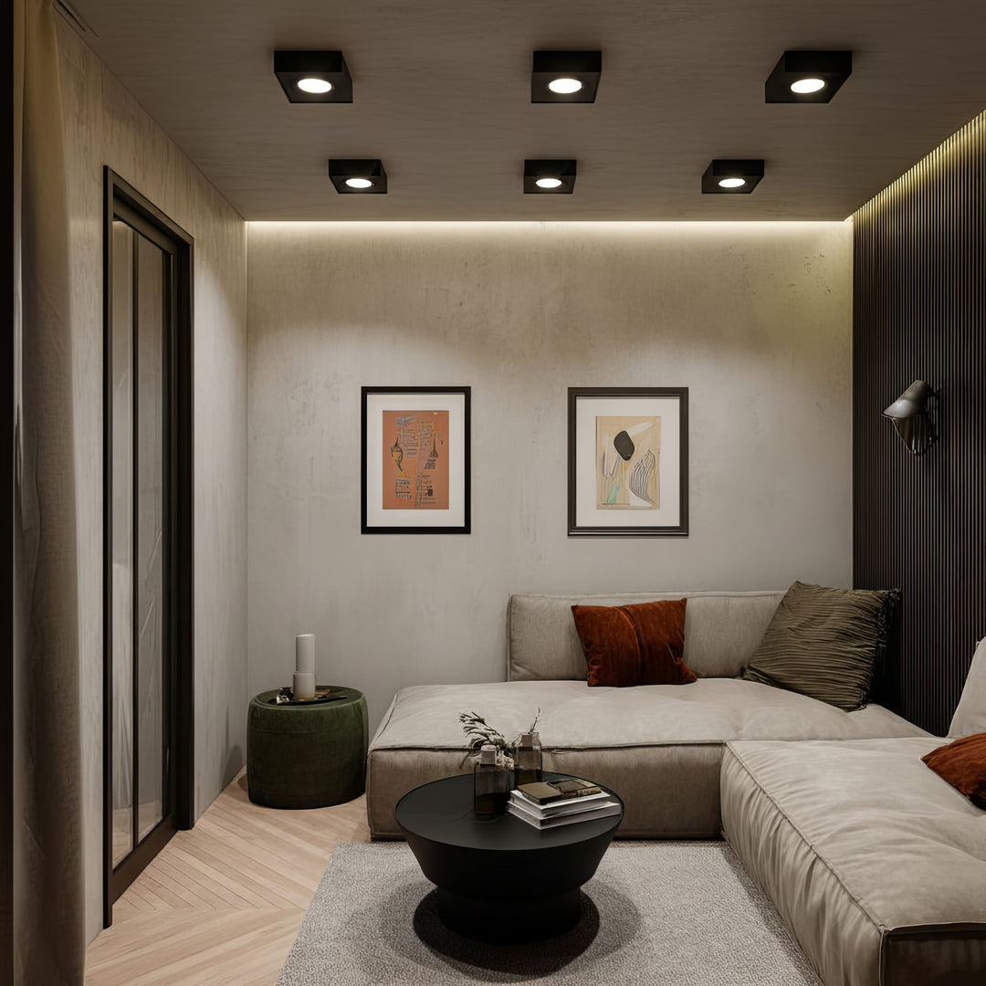 Maclean MCE464B Spot plafondarmatuur/inbouwspot frame voor lichtbronnen MR16 / GU10 max.35W IP20 (hoekig, zwart)