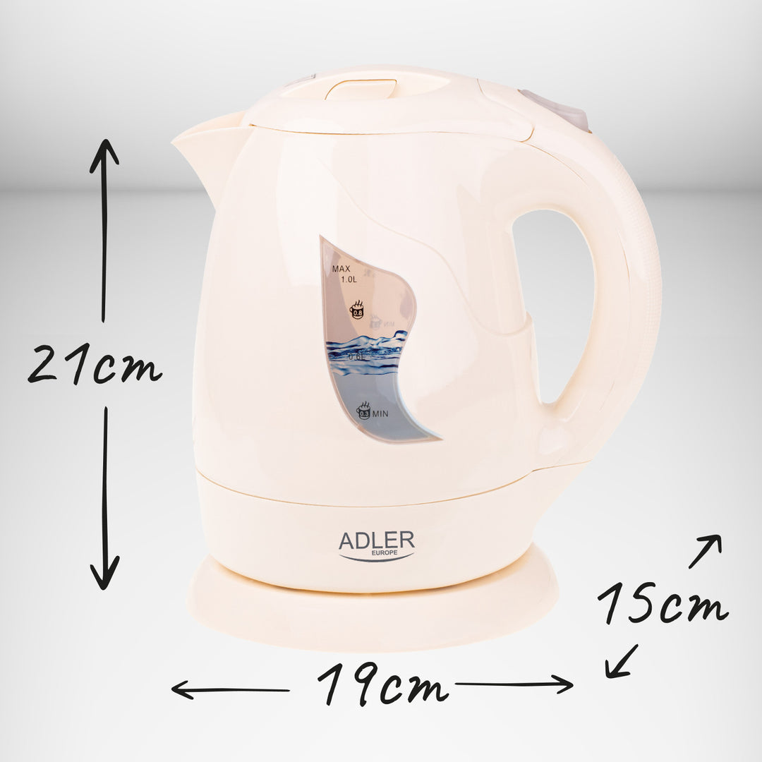 Snoerloze waterkoker Adler, 850W, 1L, beige, AD 08 b