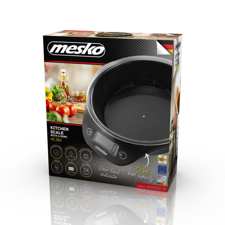 Mesko MS 3164 keukenweegschaal met kom met een maximaal draagvermogen van 5 kg