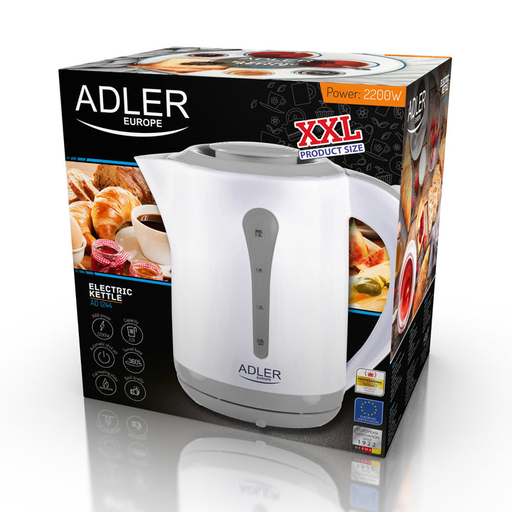 Grote XXL 2,5L waterkoker Adler AD 1244 vermogen 2200W