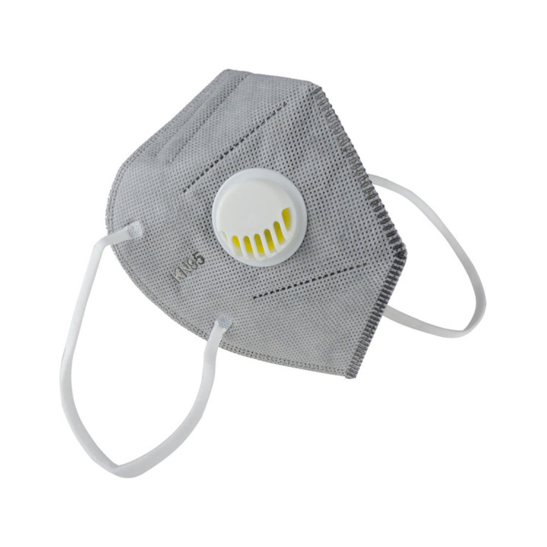 Filtermasker KN95 grijs met ventiel - 5 lagen polypropyleen non-woven stof