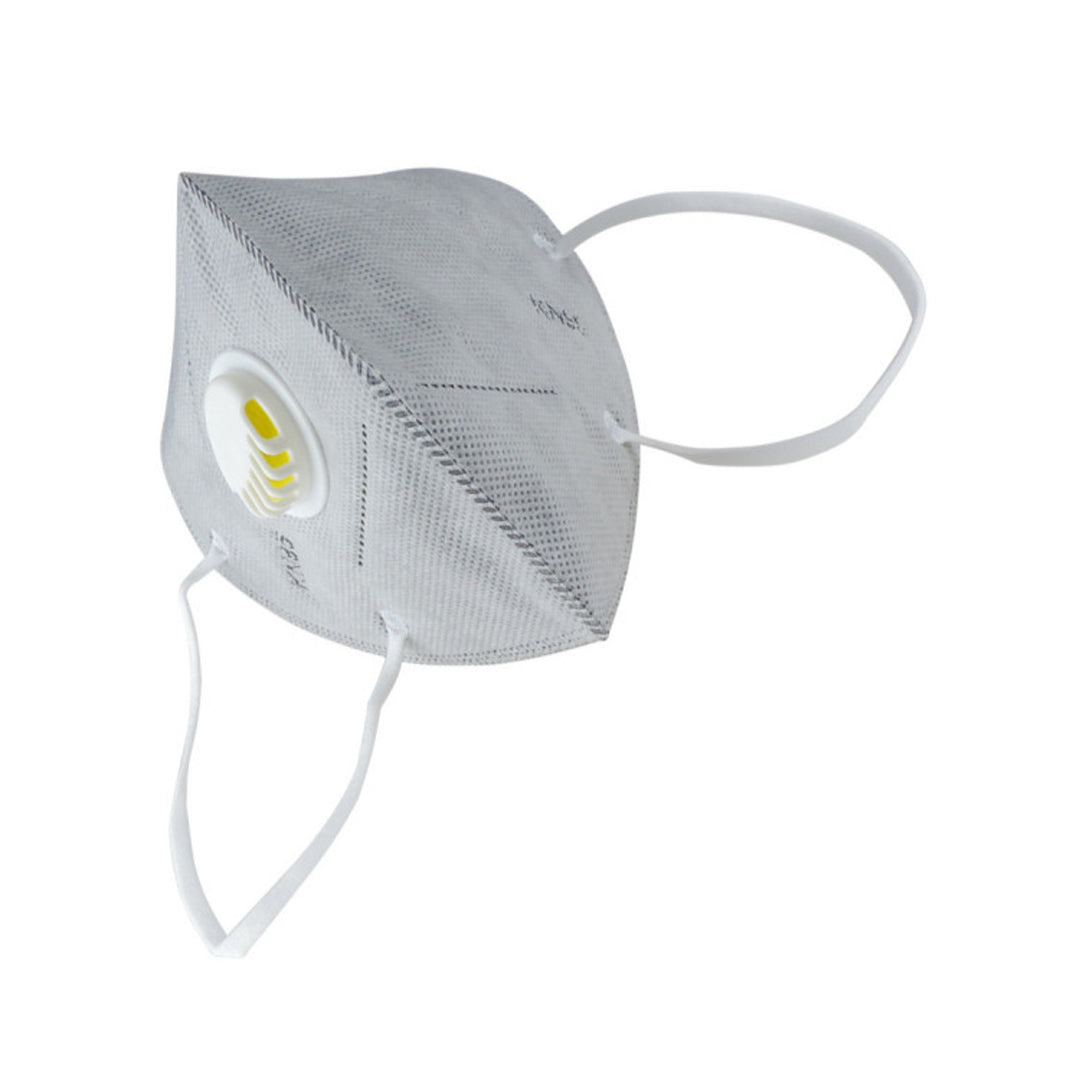 Filtermasker KN95 grijs met ventiel - 5 lagen polypropyleen non-woven stof