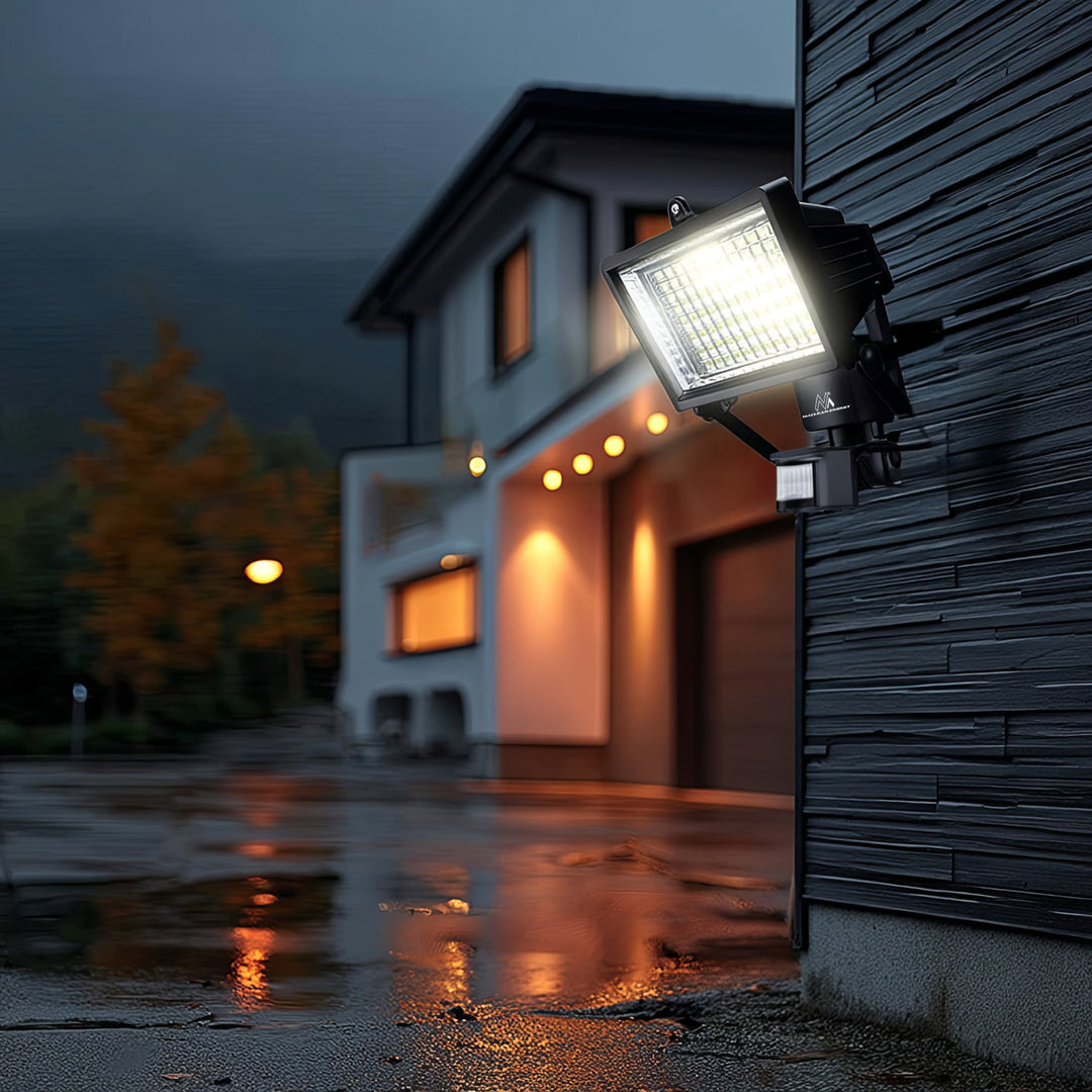 Maclean MCE442 Solar lamp LED spot met bewegingssensor Schijnwerper Solar wandlamp Schemersensor Solar light IP44 6W 360 lumen 6000K (1 x stuk)