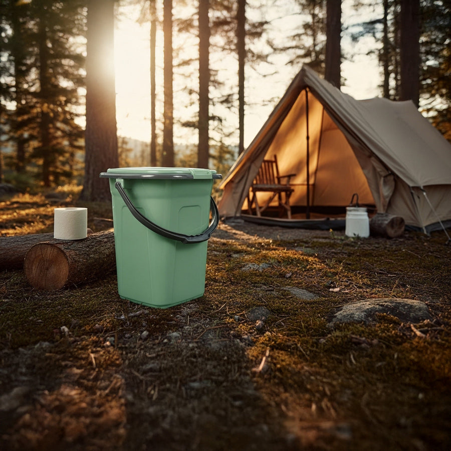 GreenBlue - Draagbare toeristische toilet WC emmer 19L - Groen/ Grijs