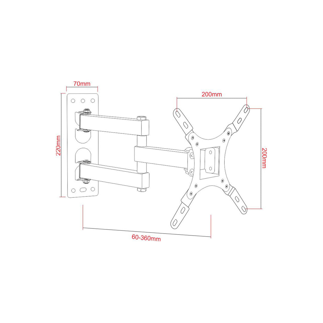 ART TV beugel, 17-42'', 25kg, zwart, VESA 200x200, AR-57A