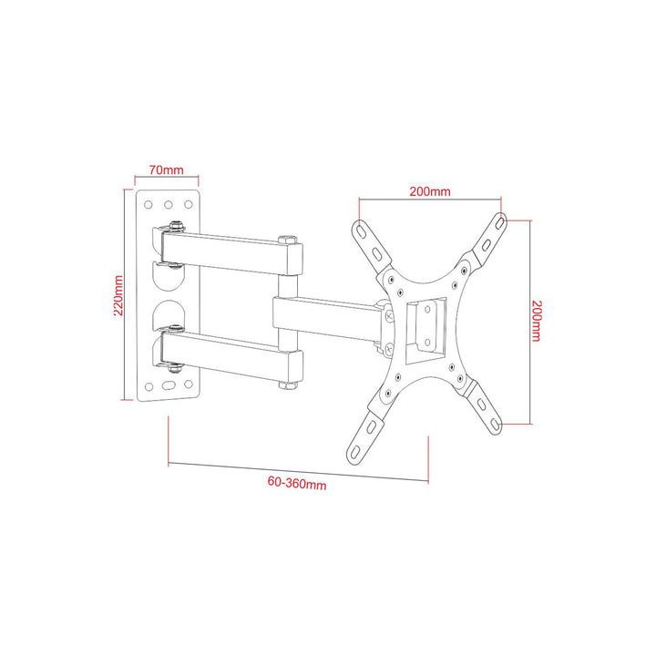ART TV beugel, 17-42'', 25kg, zwart, VESA 200x200, AR-57A