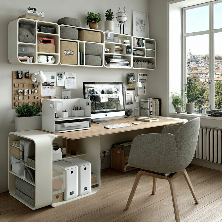 Ergo Office - Bureau-organizer met lade en boekensteun | Bureau-benodigdheden-organiser Bureaulade tot 10 kg Wit