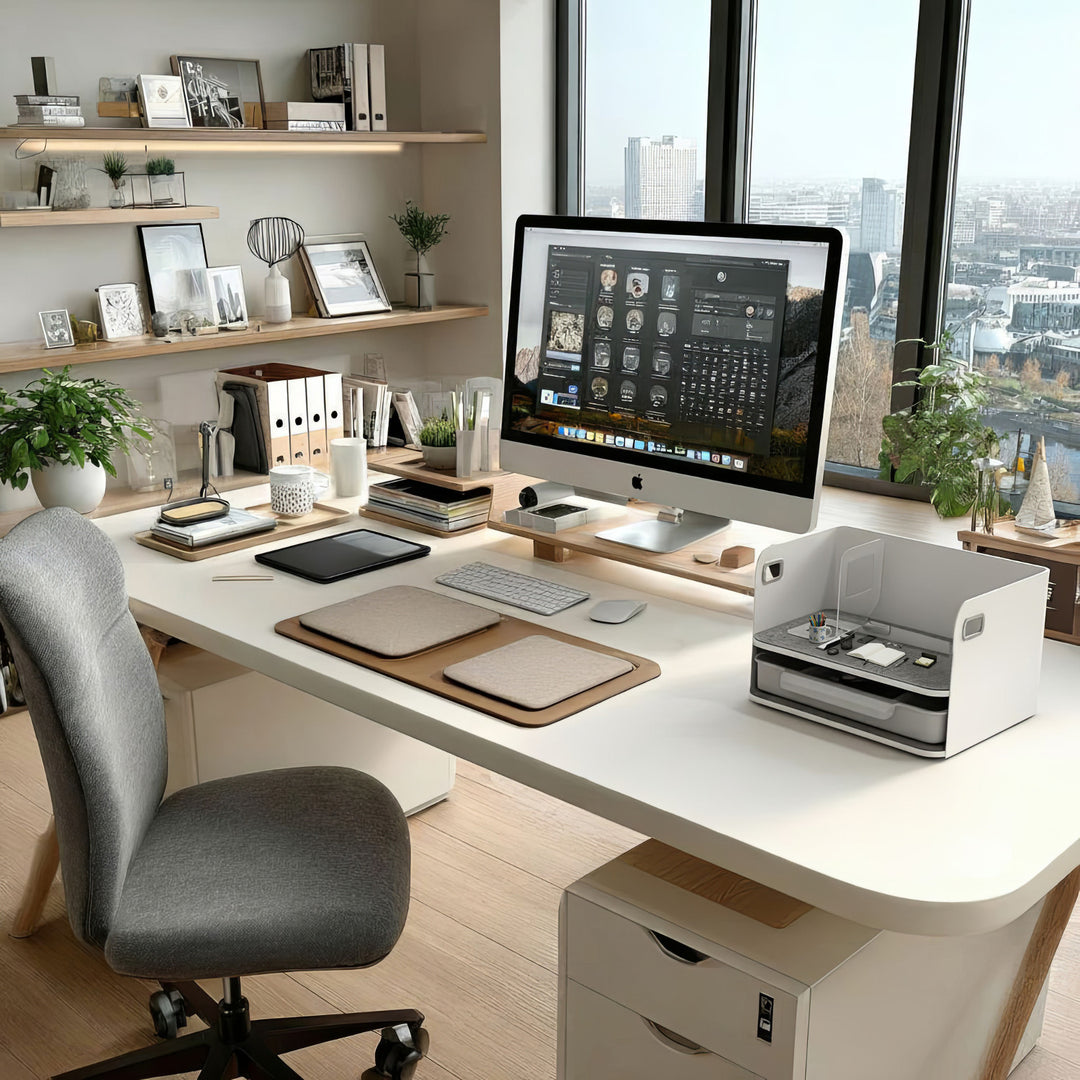 Ergo Office - Bureau-organizer met lade en boekensteun | Bureau-benodigdheden-organiser Bureaulade tot 10 kg Wit