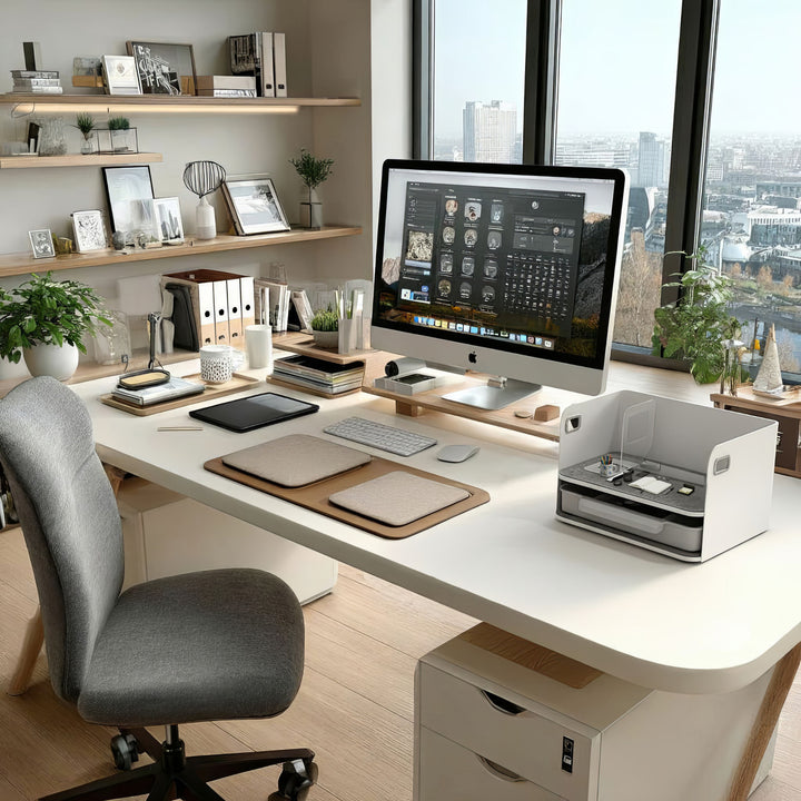 Ergo Office - Bureau-organizer met lade en boekensteun | Bureau-benodigdheden-organiser Bureaulade tot 10 kg Wit