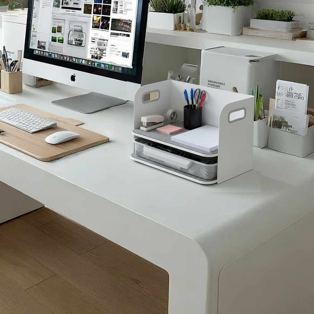 Ergo Office - Bureau-organizer met lade en boekensteun | Bureau-benodigdheden-organiser Bureaulade tot 10 kg Wit