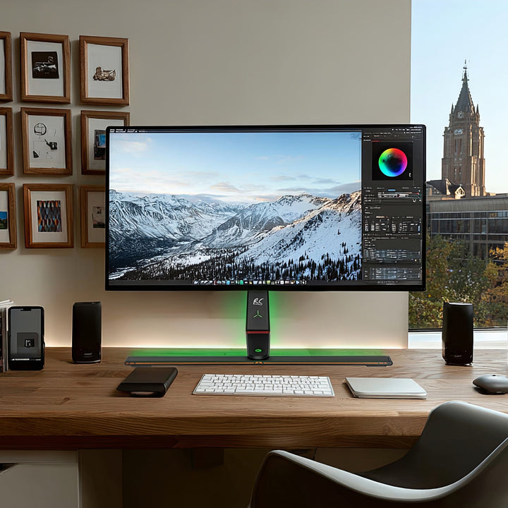 NanoRS RS167 Gaming-monitorstandaard Monitorbevestiging TV-beugelstandaard 32-55" RGB LED-verlichting in hoogte verstelbaar Draaibaar antelbaar max VESA 400x400, max. 40kg