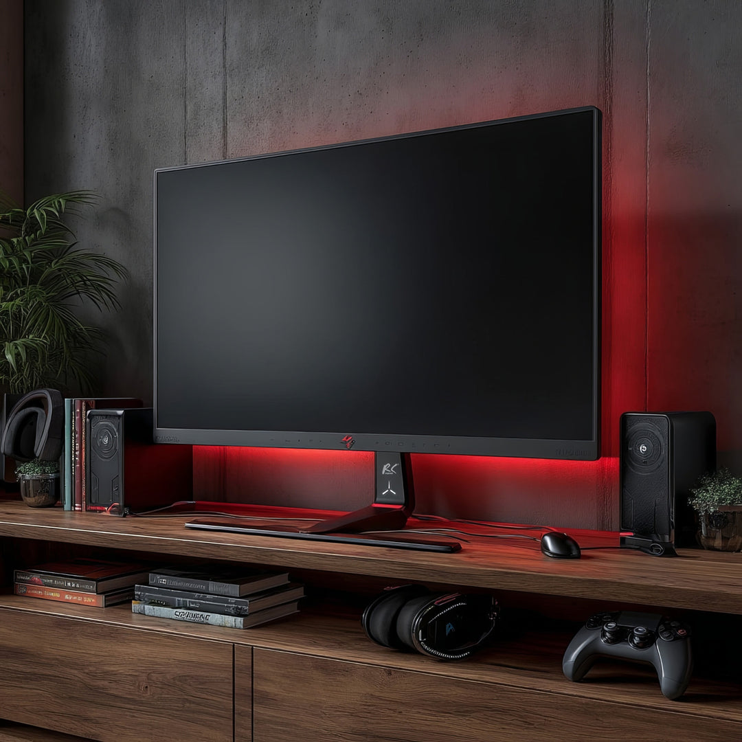 NanoRS RS167 Gaming-monitorstandaard Monitorbevestiging TV-beugelstandaard 32-55" RGB LED-verlichting in hoogte verstelbaar Draaibaar antelbaar max VESA 400x400, max. 40kg