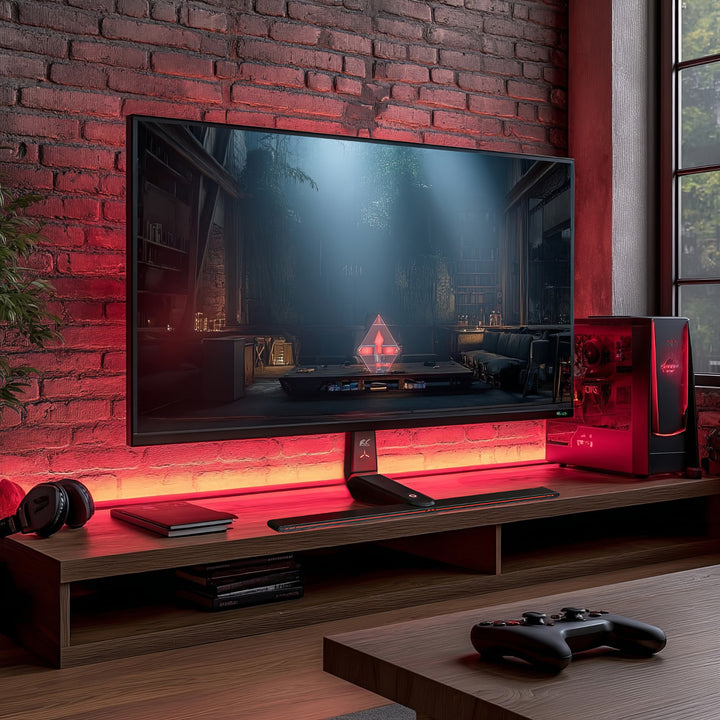 NanoRS RS167 Gaming-monitorstandaard Monitorbevestiging TV-beugelstandaard 32-55" RGB LED-verlichting in hoogte verstelbaar Draaibaar antelbaar max VESA 400x400, max. 40kg