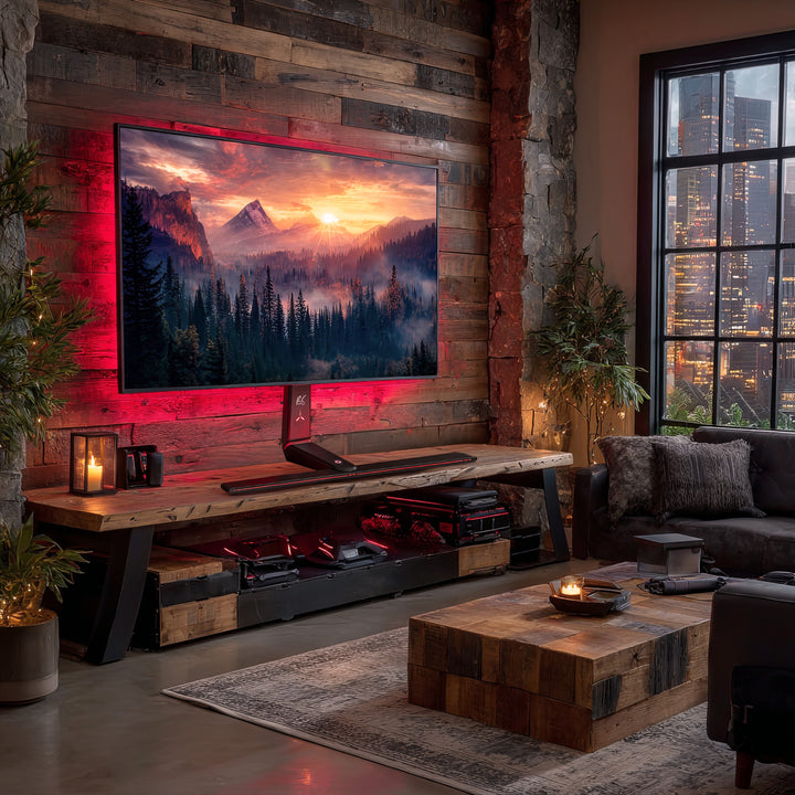 NanoRS RS167 Gaming-monitorstandaard Monitorbevestiging TV-beugelstandaard 32-55" RGB LED-verlichting in hoogte verstelbaar Draaibaar antelbaar max VESA 400x400, max. 40kg