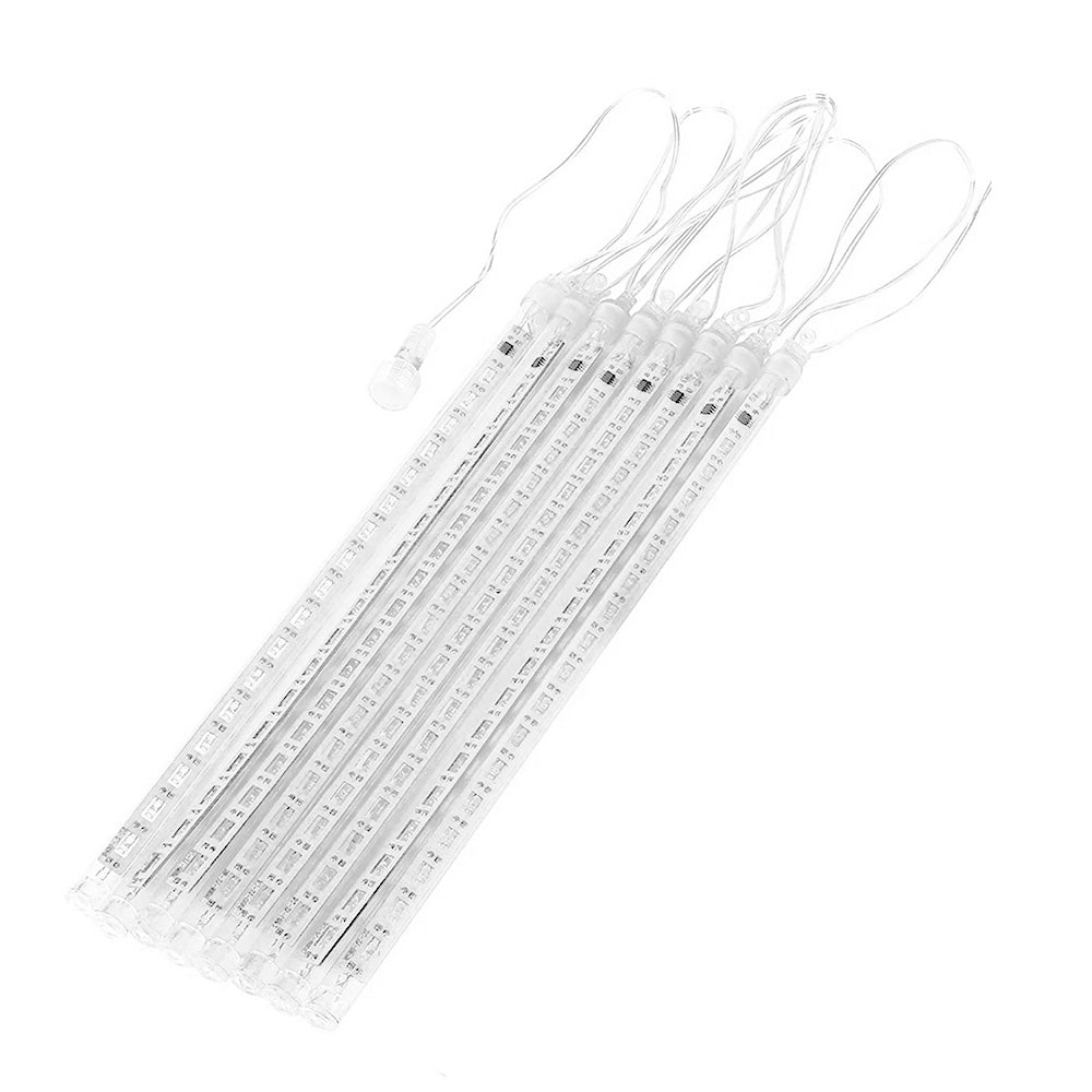 Maclean MCE412 Solar LED Icicle Fairy Lights 144 LED 8 x 30 cm Icicles RGB Lichtgordijn 2,4 m Kerstverlichting IP44 Decoratie Solar Light