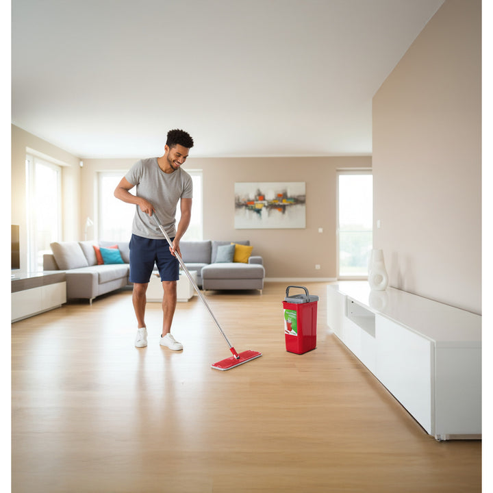 Green Blue MaxiClean - Platte mopset met 2 in 1 / Vloerwisser mop -  reiniger 360° draaibare