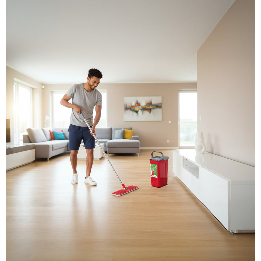 Green Blue MaxiClean - Platte mopset met 2 in 1 / Vloerwisser mop -  reiniger 360° draaibare