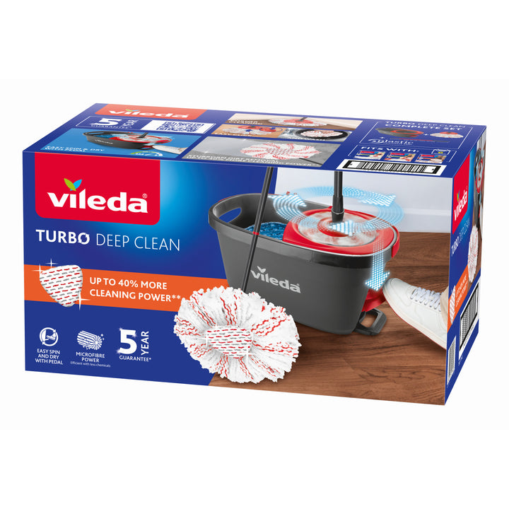 Vileda Turbo Deep Clean-set met draaibare mop, steel en emmer