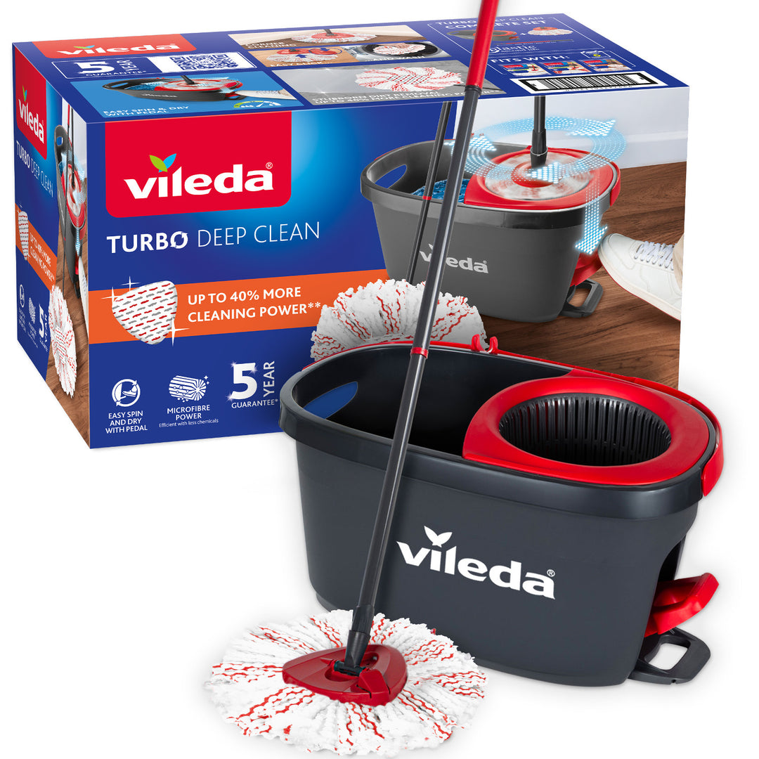 Vileda Turbo Deep Clean-set met draaibare mop, steel en emmer