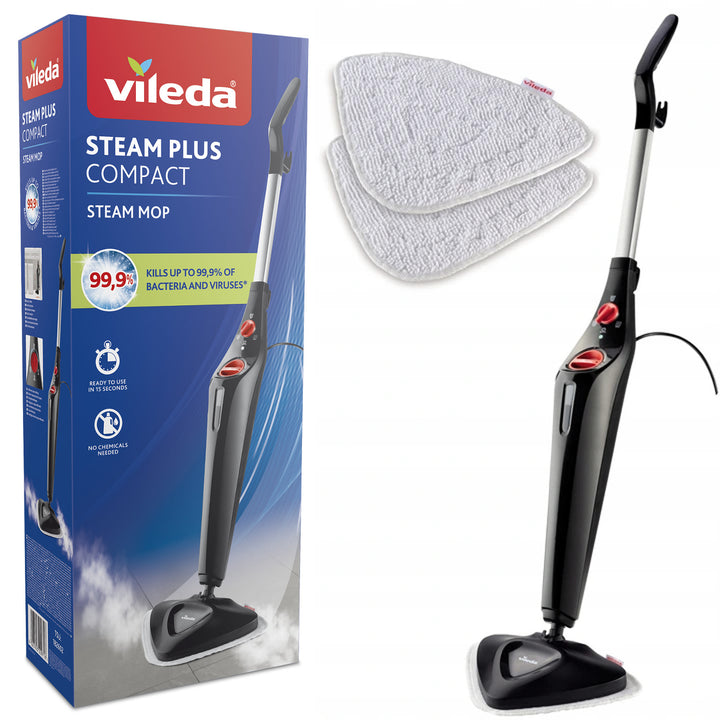 Vileda Steam Plus Compact stoommop, vermogen 1550 W, tankinhoud 400 ml, 2 opzetstukken,