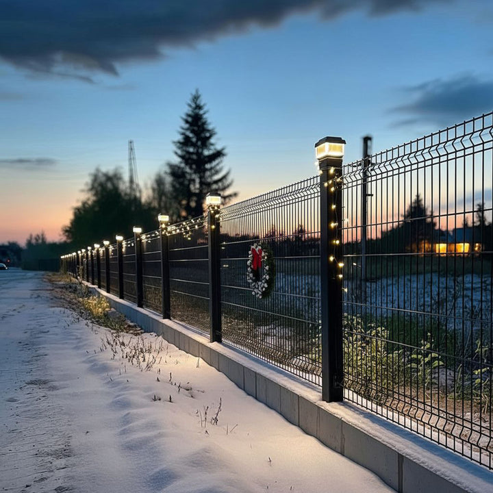 Green Blue GB128 LED Solar Lamp Hekpaal Tuinlamp met Schemersensor 100x100mm Warm Wit 4000K Batterij (Zwart, 1 stuk 100x100 mm)