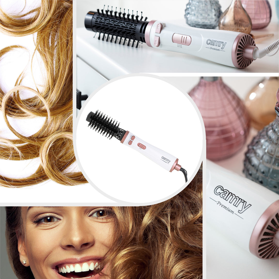 Camry CR 2021 roterende krultang-föhn met verwisselbare borstels met nylonharen