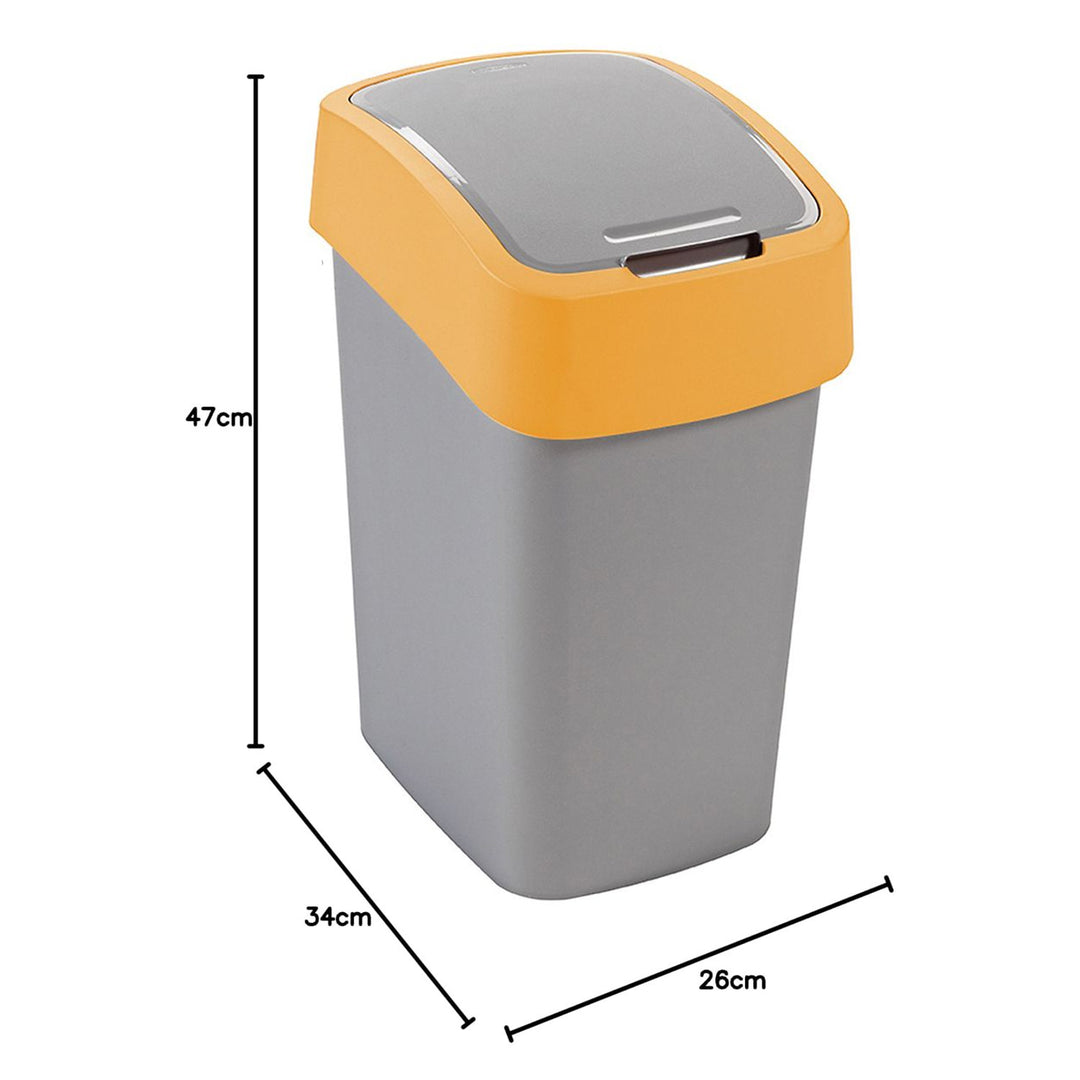 Cuver afvalbak, gescheiden, met deksel, grijs, oranje frame, 25L, Flip Bin