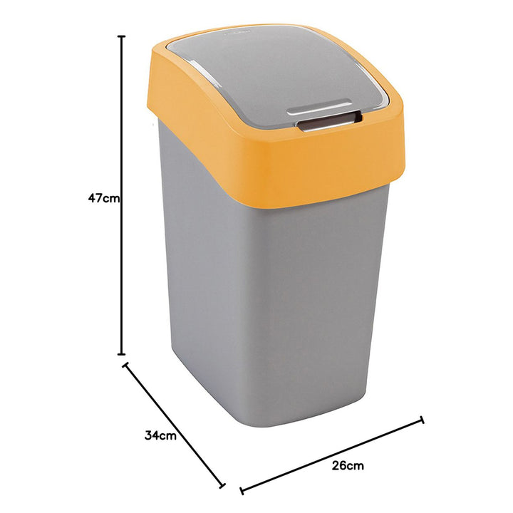 Cuver afvalbak, gescheiden, met deksel, grijs, oranje frame, 25L, Flip Bin
