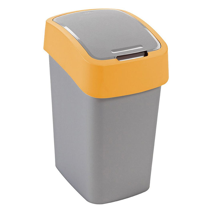 Cuver afvalbak, gescheiden, met deksel, grijs, oranje frame, 25L, Flip Bin