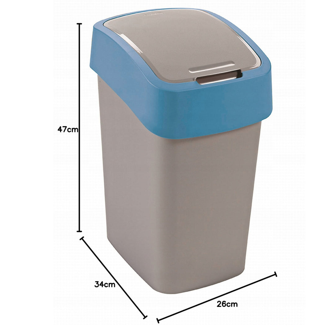 Cuver afvalbak, gescheiden, met deksel, grijs, blauw frame, 25L, Flip Bin