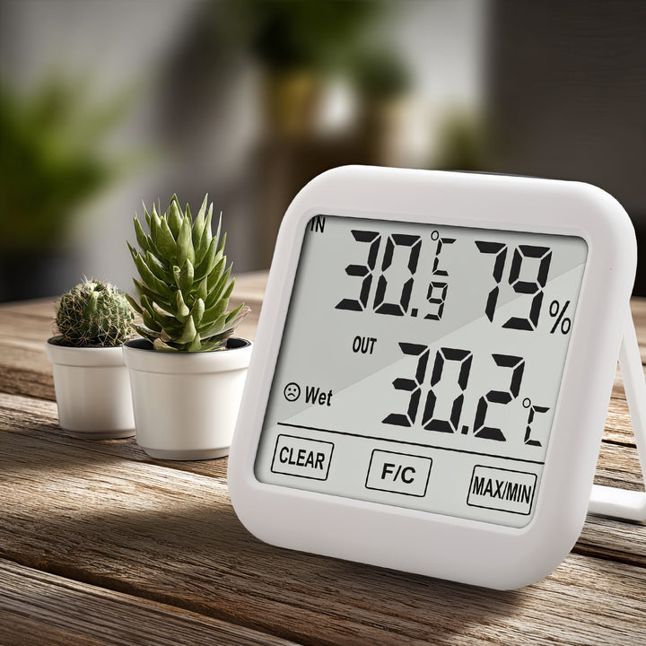 Green Blue GB381 Weerstation met buitenvoeler, kabellengte 1,5 m, comfortdisplay, thermometer, hygrometer, vochtigheidsmeting, buiten- en binnentemperatuur