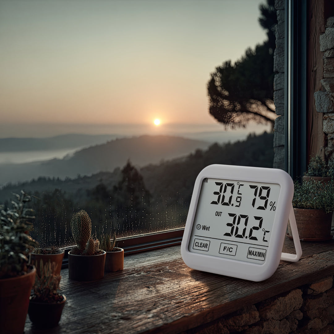 Green Blue GB381 Weerstation met buitenvoeler, kabellengte 1,5 m, comfortdisplay, thermometer, hygrometer, vochtigheidsmeting, buiten- en binnentemperatuur